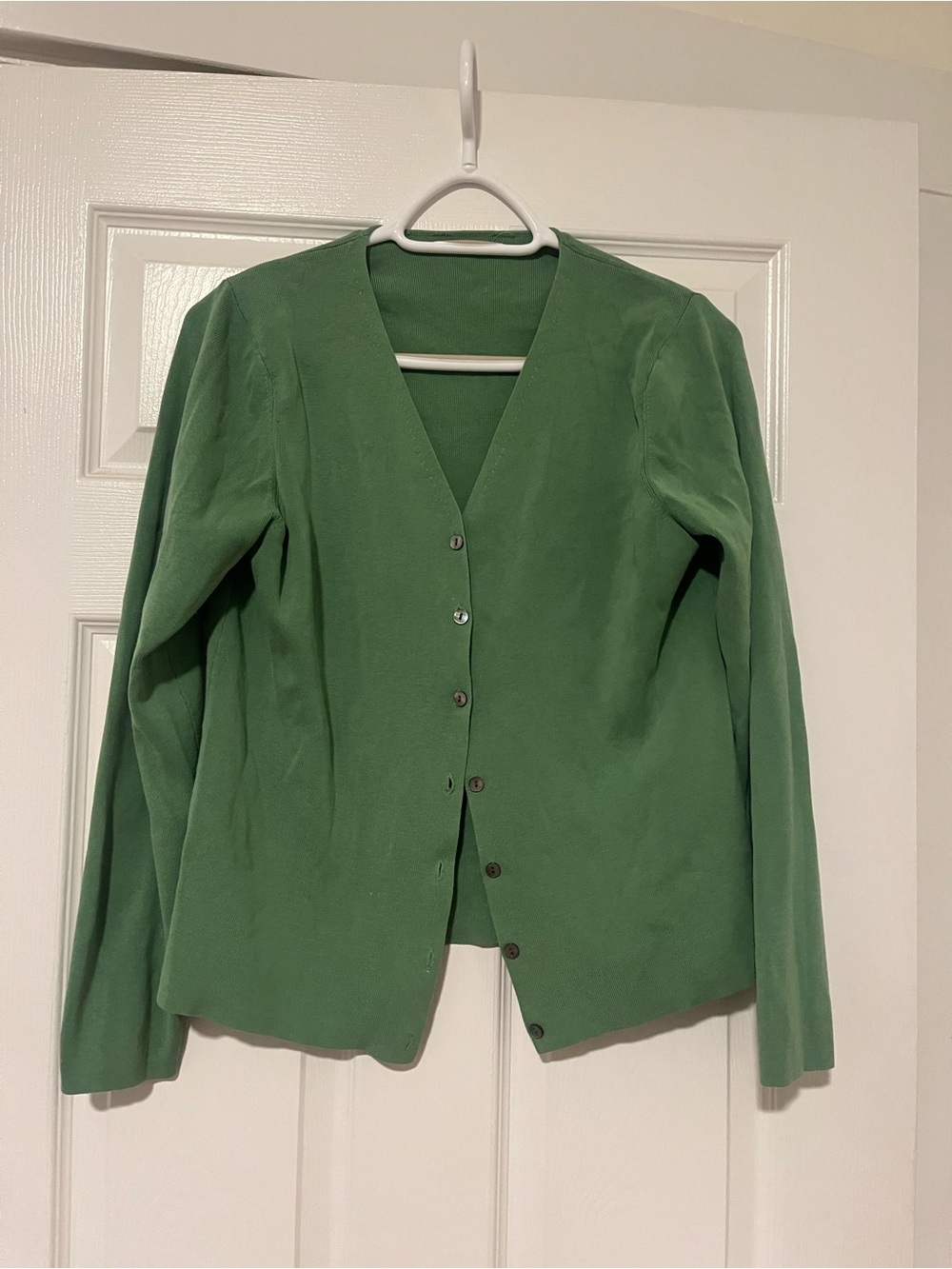 Green V-Neck Button Front Women's Cardigan Jacket